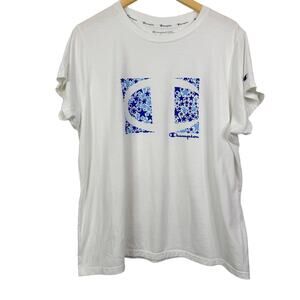 5 for $25| Champion Activewear Stars Logo White Short Sleeve Tee Size 2X